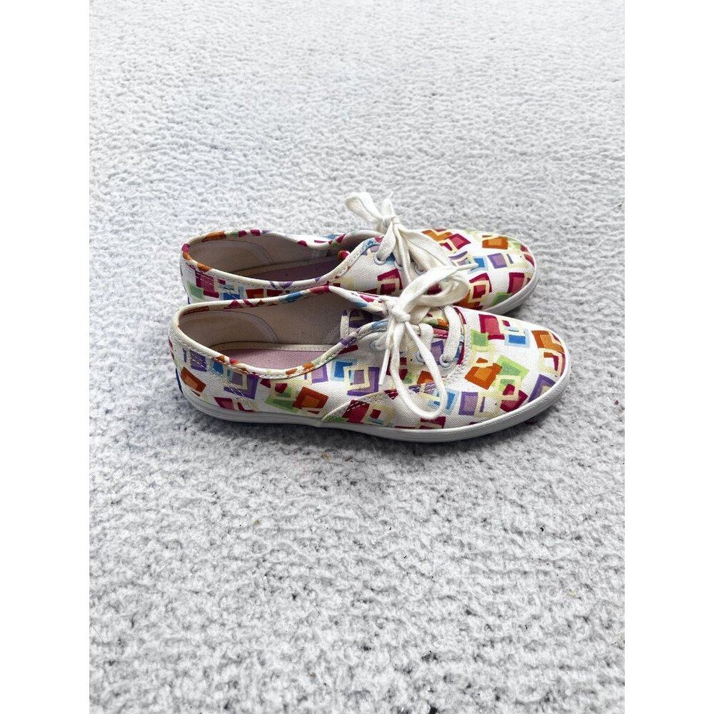 Women's Keds Original White Multicolor Geometric Low Top Shoes Size 5 - Picture 5 of 10
